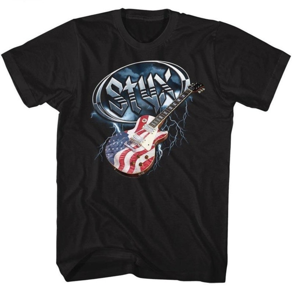 Styx Flag Guitar Black T-Shirt